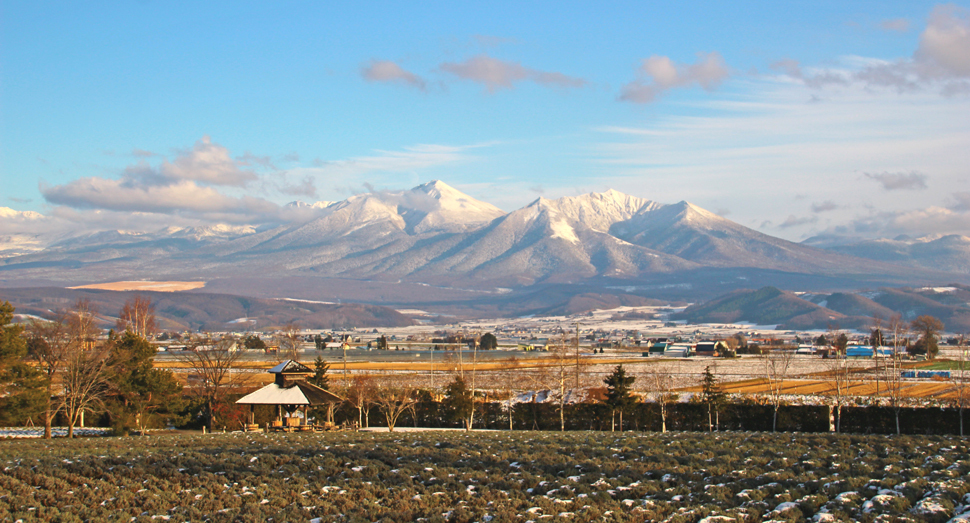 雪化粧が美しい十勝岳連峰