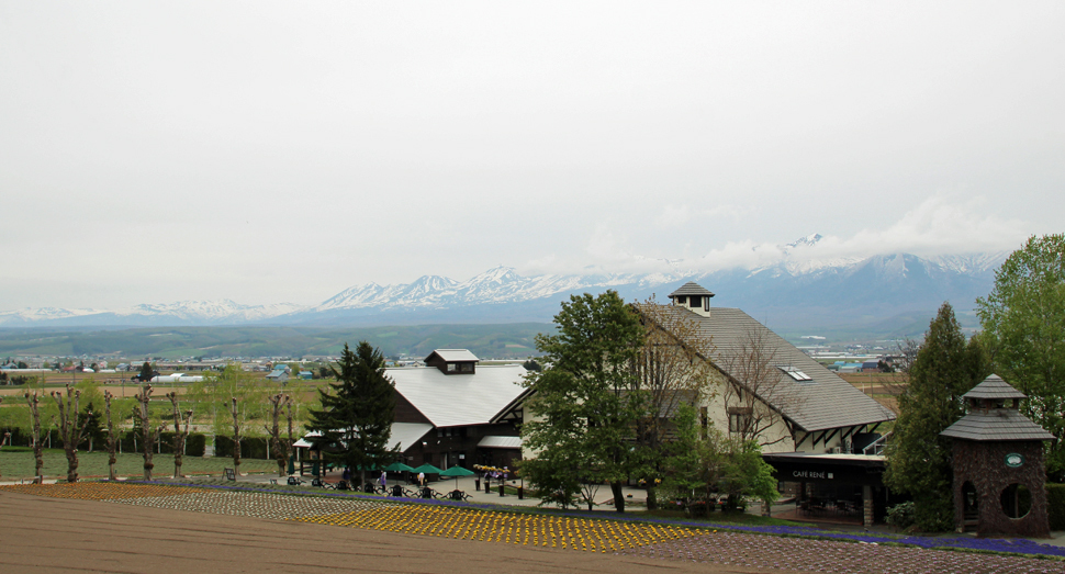 すっきりしない空ですが十勝岳連峰を望むことができます