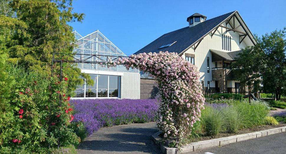 お花のアーチがお出迎え