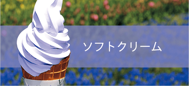 ファーム富田でしか味わえない一番人気のラベンダーはもちろん、濃厚な北海道バニラや甘い赤肉の北海道メロン、夏季限定のラベンダーホワイトチョコレートなど、数種類のソフトクリームをお楽しみください。